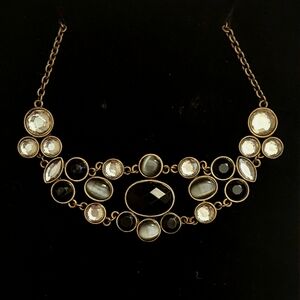 Custom Made Gold-Tone Black Crystal Statement Necklace